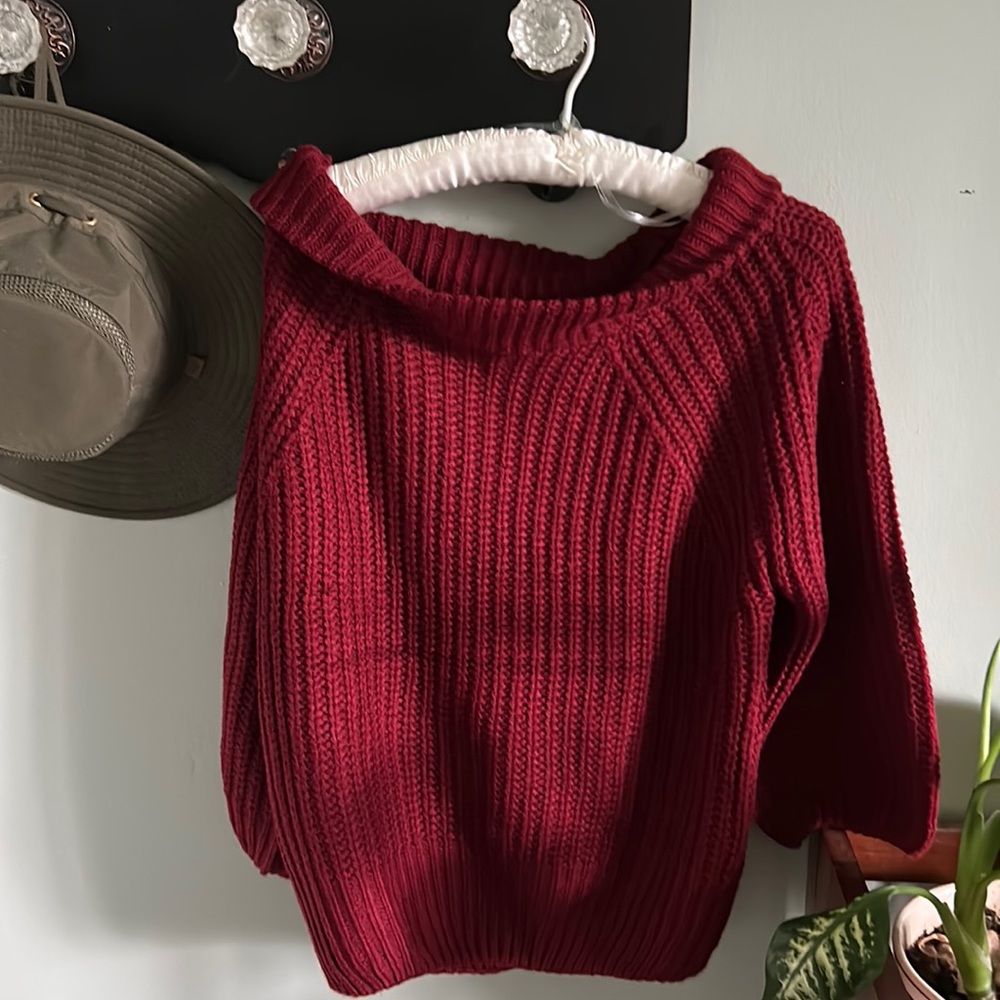Chunky Knit Burgundy Sweater NWT